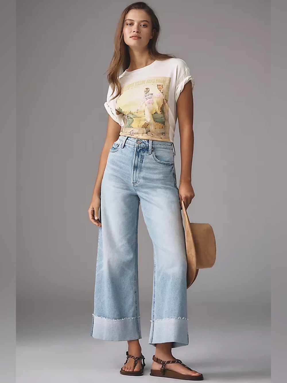 PISTOLA lana high rise ultra wide leg crop jean sz 31 cuff hem